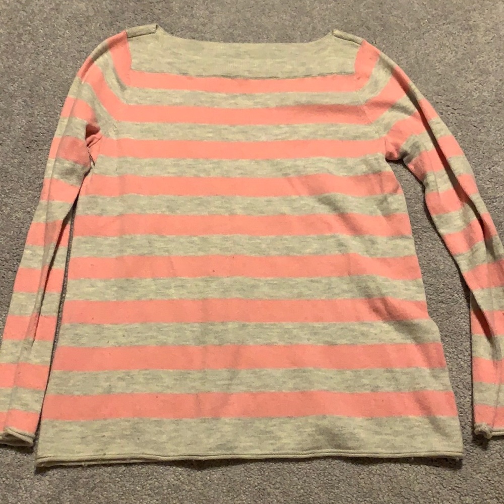 Pink and grey striped sweater